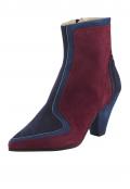 Velourslederstiefelette bordeaux-blau