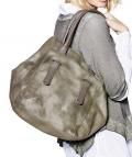 Veloursledertasche khaki-metallic