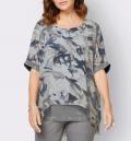 Viskose-Seiden-Bluse im Lagenlook bunt