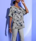 Viskose-Seiden-Bluse im Lagenlook bunt
