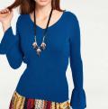 Volant-Pullover royalblau