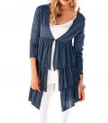 Volant-Strickjacke blau