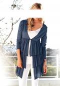 Volant-Strickjacke blau