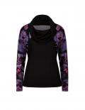 Wasserfallpullover mit Druck schwarz-flieder