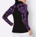 Wasserfallpullover mit Druck schwarz-flieder