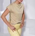 Wasserfallshirt mit Folienprint beige