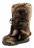 Webpelz- Stiefel braun-beige