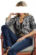 Wende-Druckstrickjacke grau-schwarz