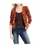 Wende-Druckstrickjacke orange-schwarz