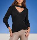 Wickel-Optik-Pullover mit Cut-Out schwarz
