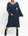 Wickel-Strickkleid mit Jersey-Unterkleid nachtblau Gr. 48