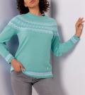 Woll-Kaschmir-Jacquard-Pullover jade