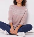 Woll-Kaschmir-Jacquard-Pullover mauve