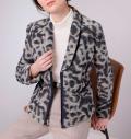 Woll-Kurzblazer mit Leo-Muster marine-sand