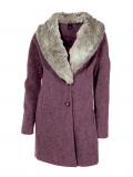 Wollflauschmantel mit Webpelz mauve