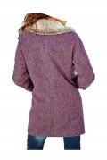 Wollflauschmantel mit Webpelz mauve