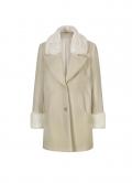 Wolljacke mitPelz-Imitat-Details sand