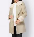 Wolljacke mitPelz-Imitat-Details sand