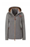 Wollmix-Jacke mit Kapuze grau-cognac