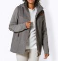 Wollmix-Jacke mit Kapuze grau-cognac