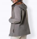 Wollmix-Jacke mit Kapuze grau-cognac