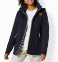 Wollmix-Jacke mit Kapuze marine-cognac