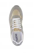 Ziegen-Nappa-und Veloursleder-Sneaker sand-metallic