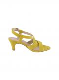 Ziegen-Veloursleder-Sandalette gelb