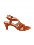 Ziegen-Veloursleder-Sandalette mandarine