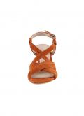 Ziegen-Veloursleder-Sandalette mandarine