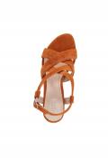 Ziegen-Veloursleder-Sandalette mandarine