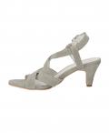 Ziegen-Veloursleder-Sandalette taupe