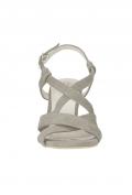 Ziegen-Veloursleder-Sandalette taupe