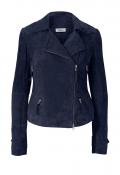 Ziegenveloursleder-Bikerjacke marine