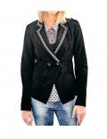 Ziegenvelourslederblazer mit Ketten schwarz