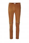 Ziegenvelourslederhose mit Reißverschluss terracotta