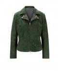 Ziegenvelourslederjacke mit Strass moos