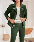 Ziegenvelourslederjacke mit Strass moos